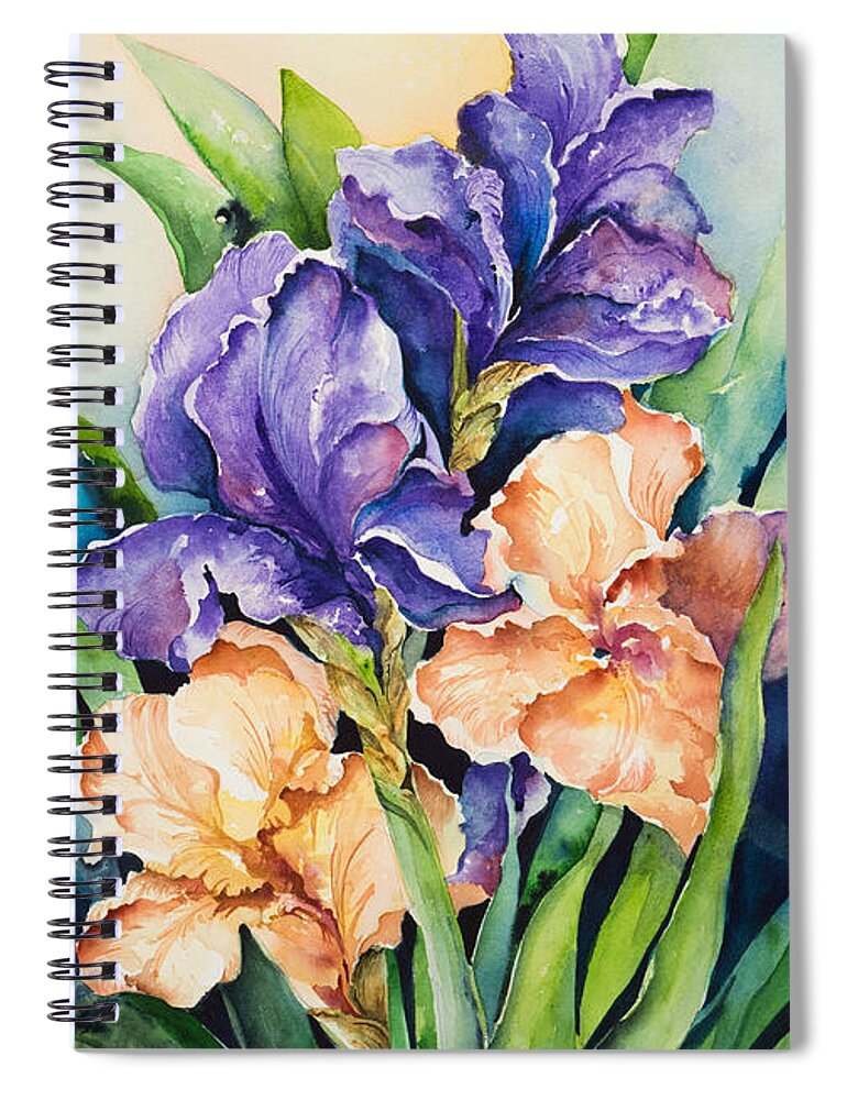 Iris Spiral Notebook featuring the painting Irises by Lael Rutherford