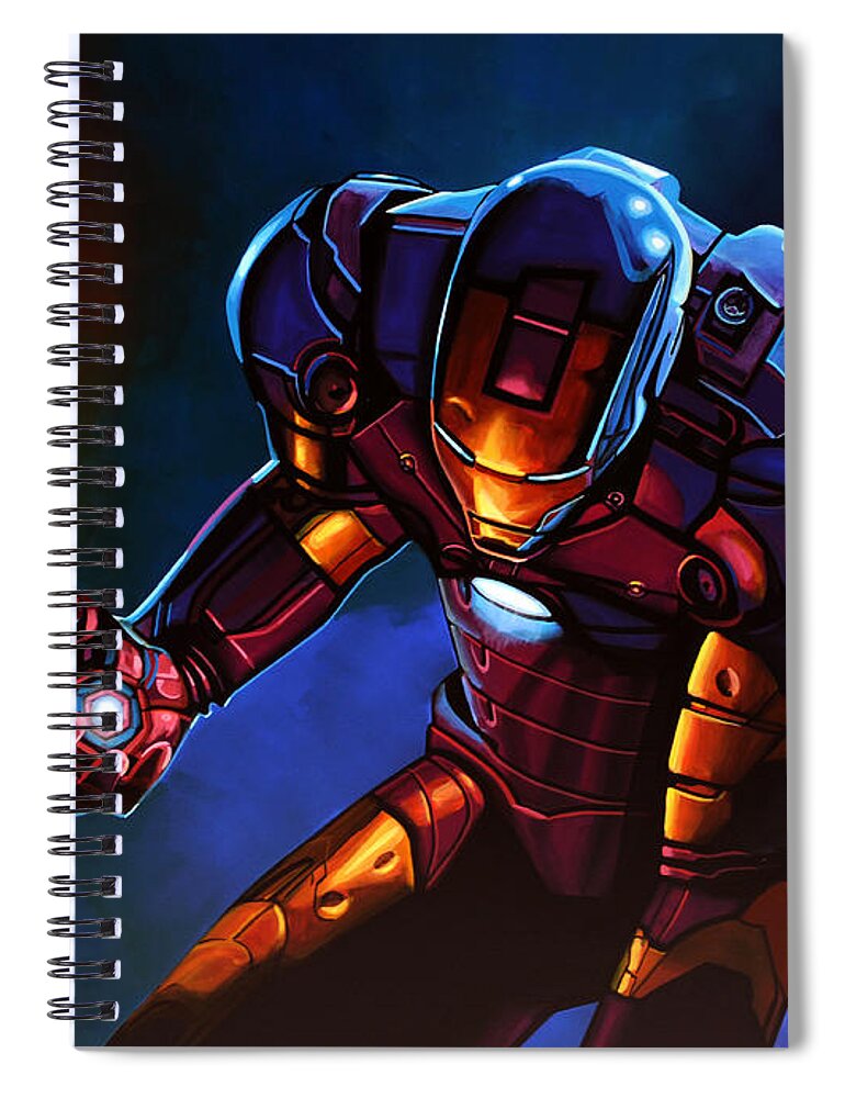 Iron Man Spiral Notebook featuring the painting Iron Man by Paul Meijering