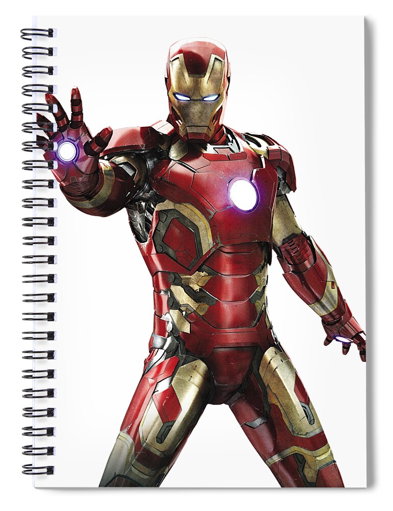 Iron Man Spiral Notebook featuring the mixed media Iron Man Splash Super Hero Series by Movie Poster Prints