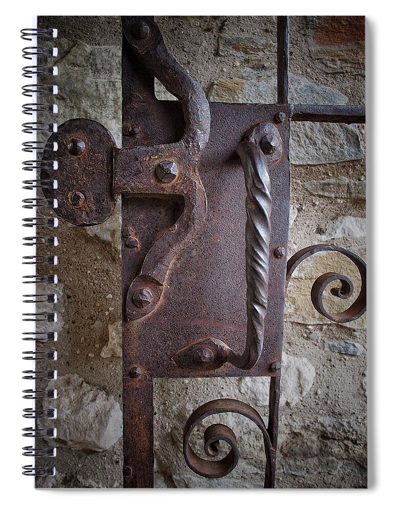 Ironwork Spiral Notebook featuring the photograph Ironwork Door Catch by Buck Buchanan