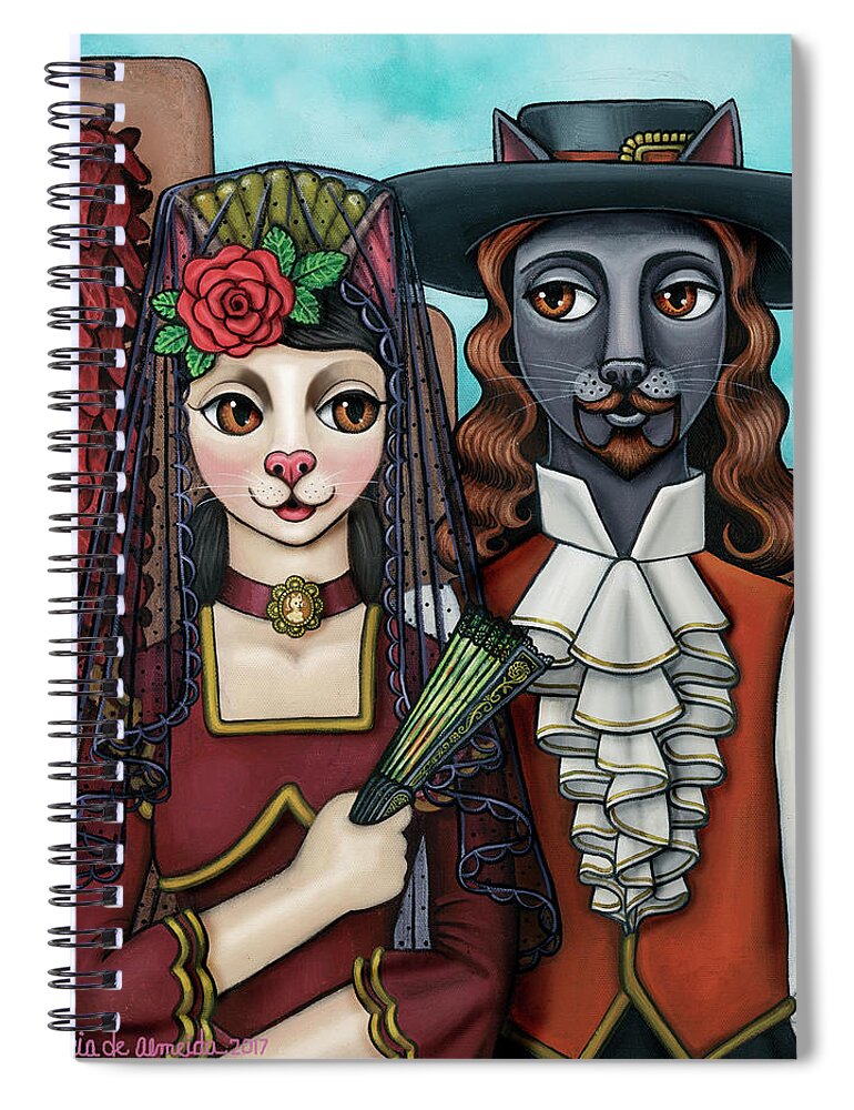 Cat Art Spiral Notebook featuring the painting Cats of Spain by Victoria De Almeida