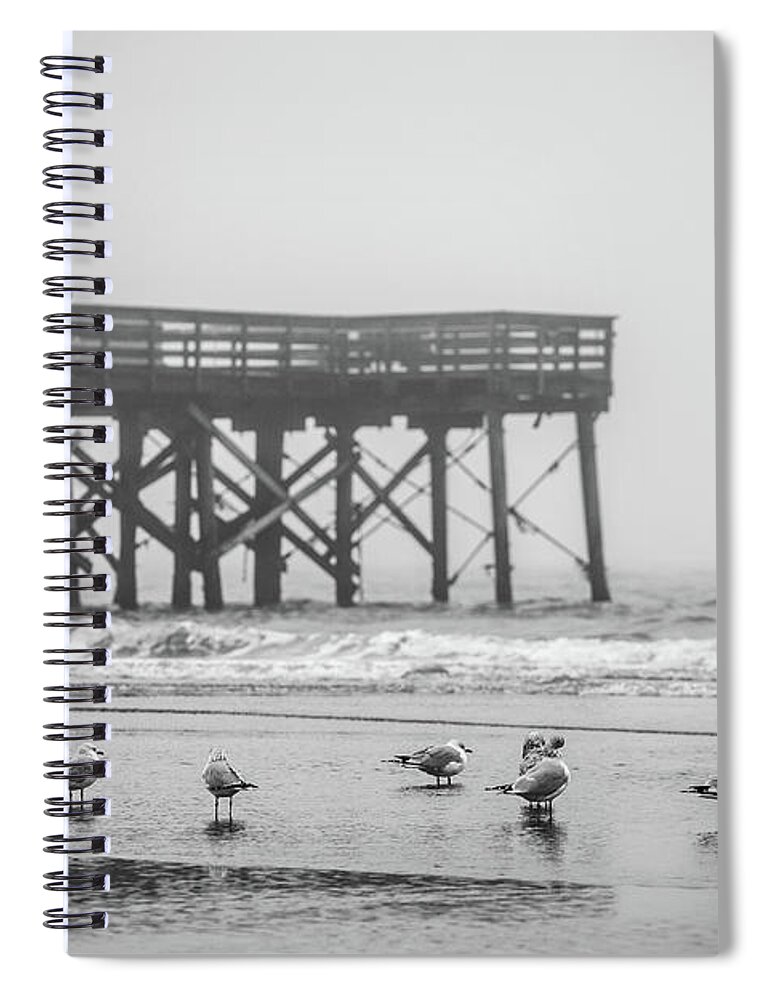 Isle Of Palms Spiral Notebook featuring the photograph Isle of Palms Pier and Fog by Donnie Whitaker