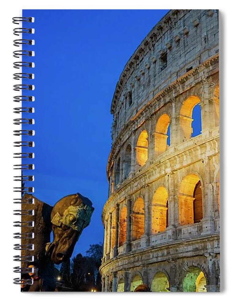 Italy Spiral Notebook featuring the photograph Italy Rome Colosseum Night View by Street Fashion News