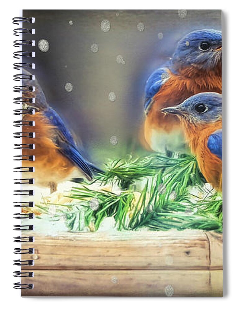 Bluebird Spiral Notebook featuring the painting It's A Family Affair by Tina LeCour