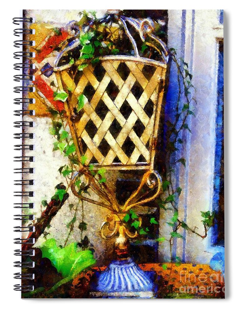 Ivy Spiral Notebook featuring the photograph Ivy French country white by Janine Riley