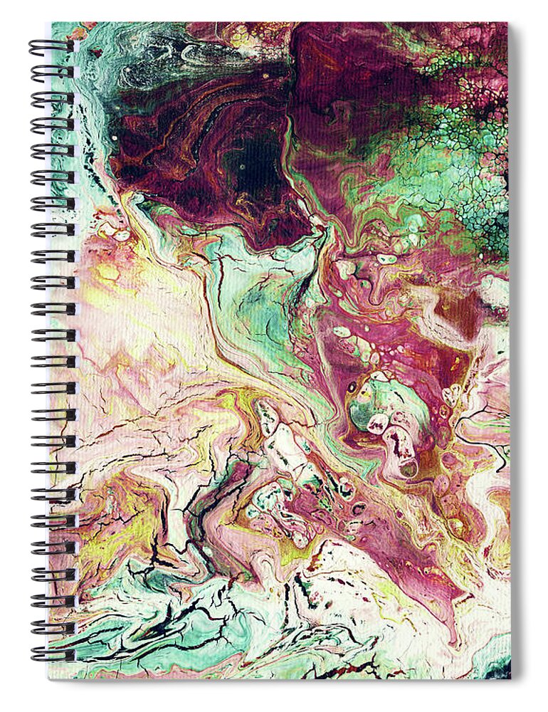 Abstract Spiral Notebook featuring the painting Jade Rhapsody - Abstract Art by Linda Woods by Linda Woods
