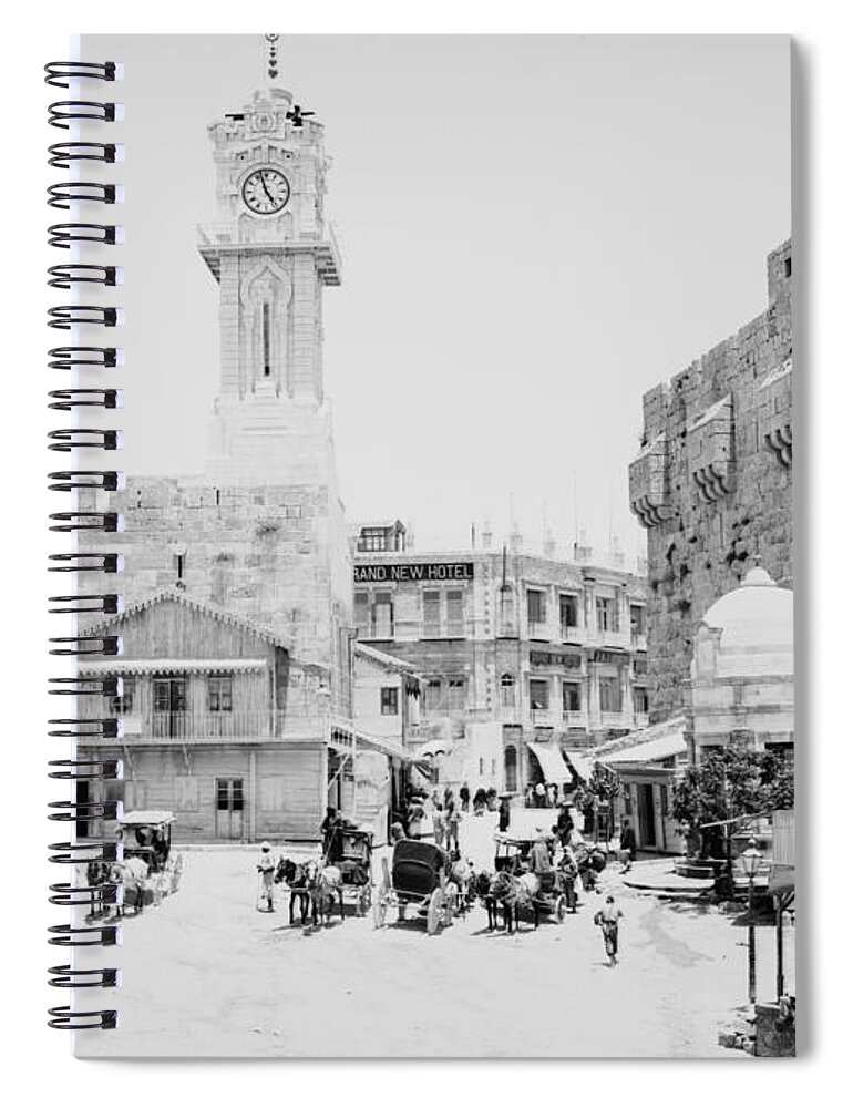 Jaffa Gate Spiral Notebook featuring the photograph Jaffa Gate 1907 by Munir Alawi