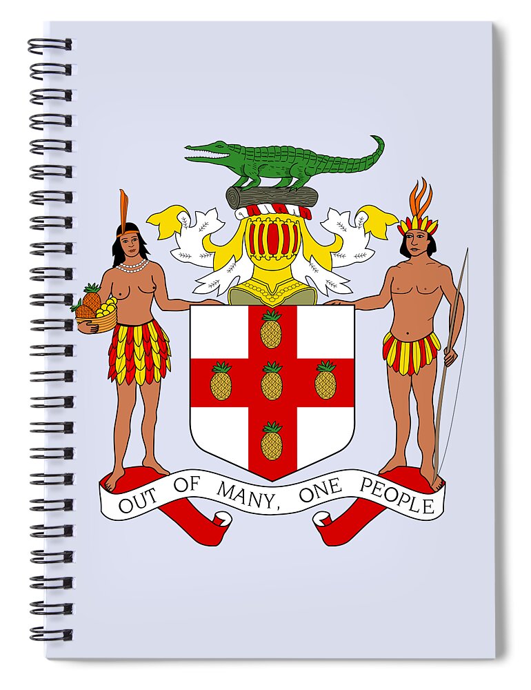 Jamaica Spiral Notebook featuring the drawing Jamaica Coat of Arms by Movie Poster Prints