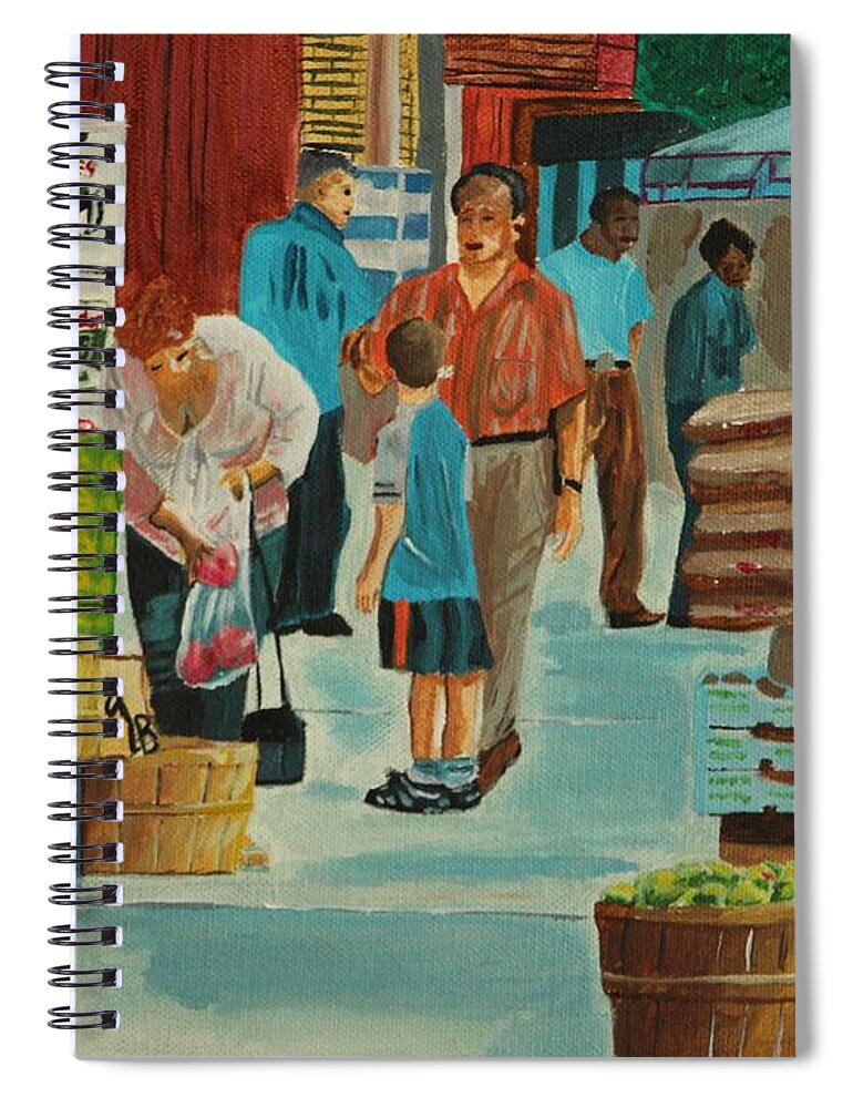 Cityscape Spiral Notebook featuring the painting Jame St Fish Market by David Bigelow