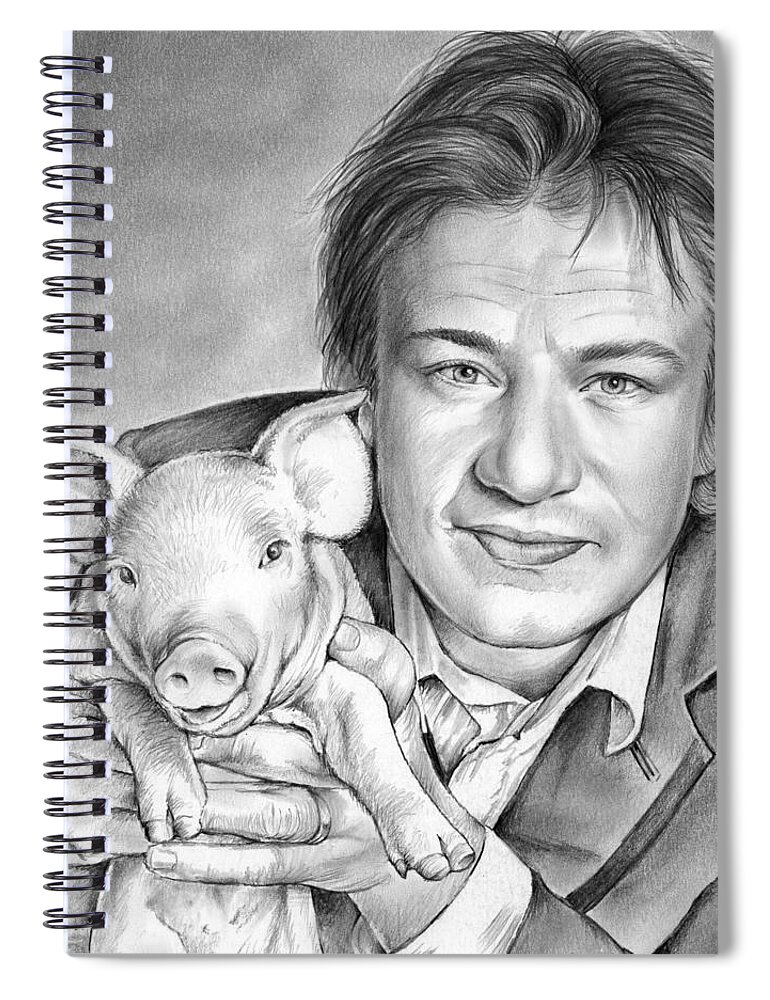 Jamie Oliver Spiral Notebook featuring the drawing Jamie Oliver by Greg Joens