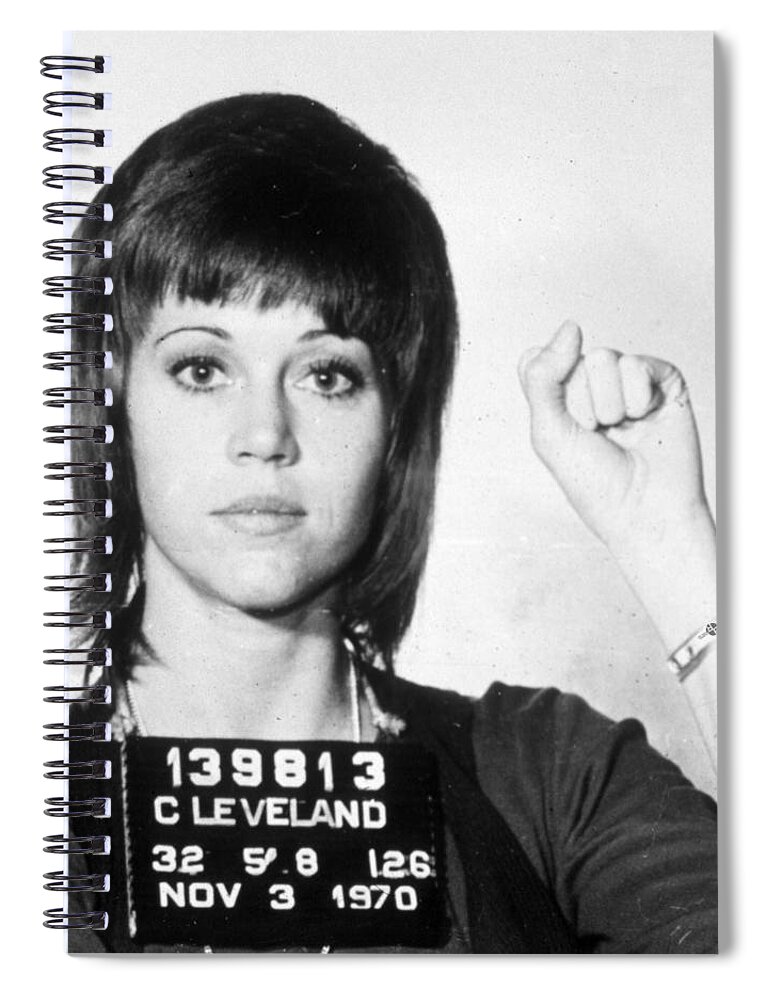 Jane Fonda Spiral Notebook featuring the painting Jane Fonda Mug Shot Vertical by Tony Rubino