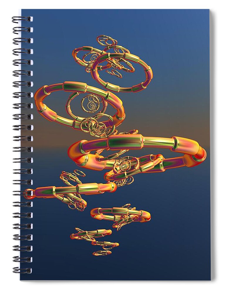 Rings Spiral Notebook featuring the digital art Jangles by Rosalie Scanlon