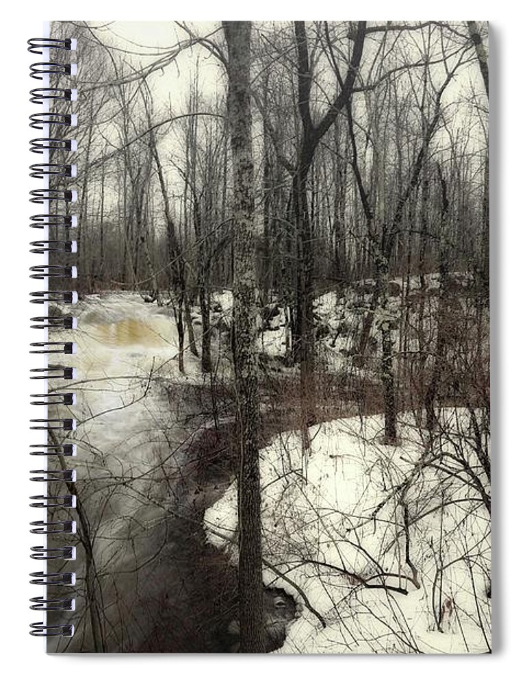 January Spiral Notebook featuring the photograph January Thaw at Hunter Brook by John Meader