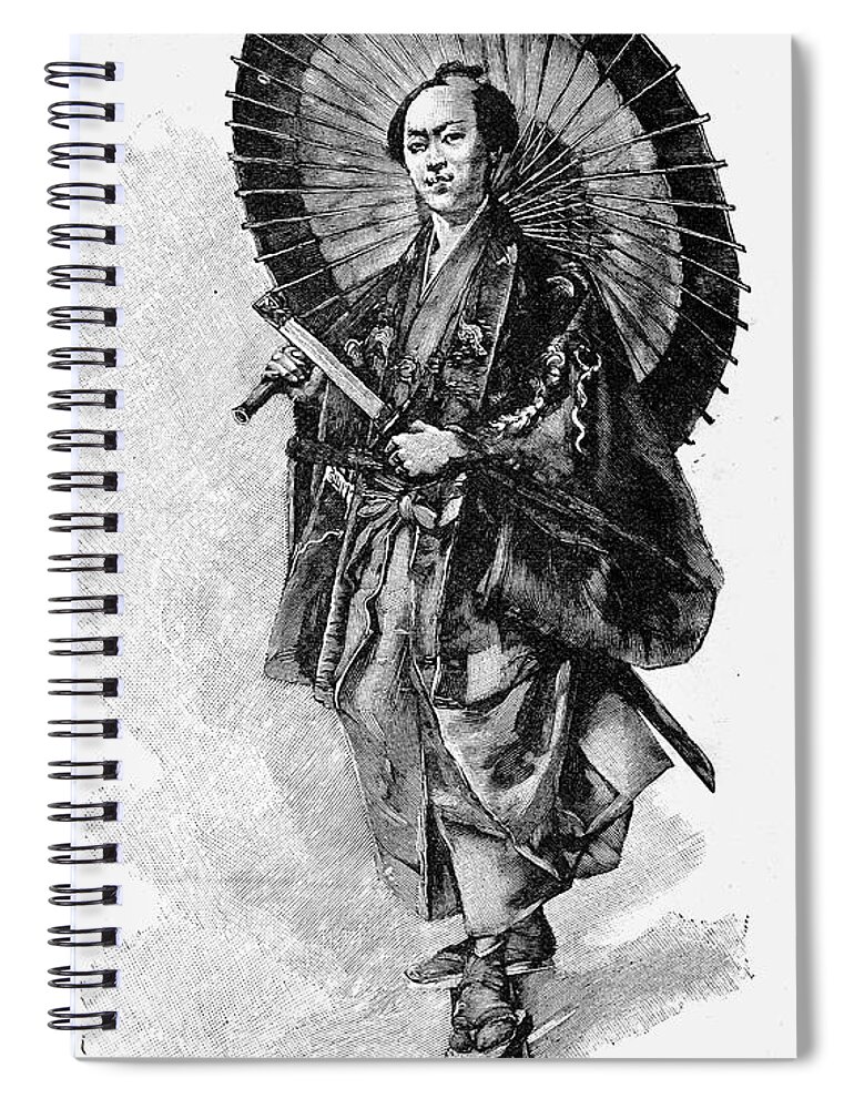 1893 Spiral Notebook featuring the photograph Japan: Samurai, 1893 by Granger