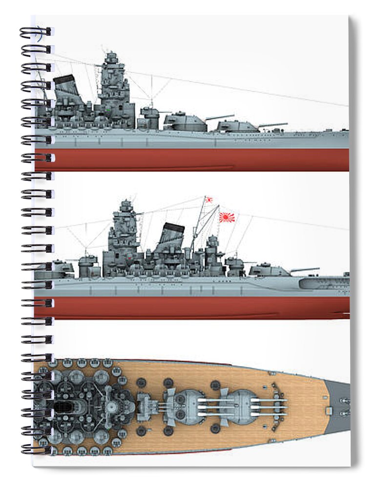 Japanese Battleship Yamato Spiral Notebook by Carlo Cestra - Pixels