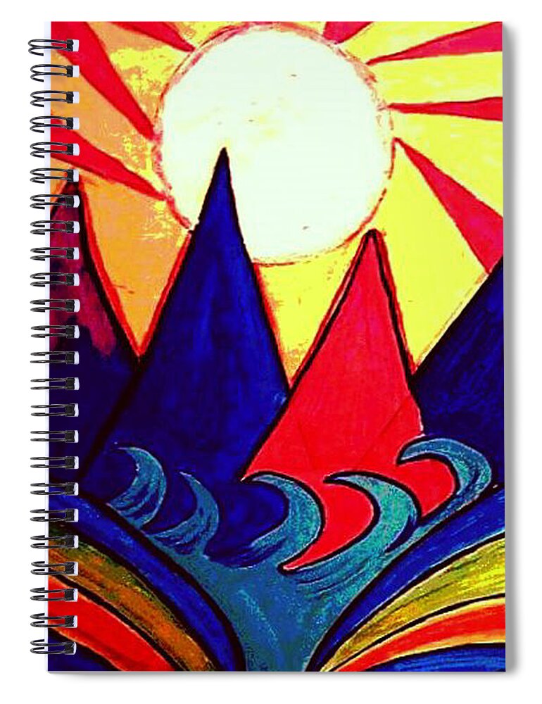 Japan Spiral Notebook featuring the painting Japanese Sunrise by Rusty Gladdish