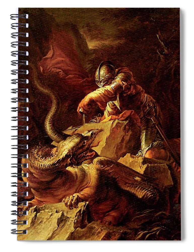 Jason Charming The Dragon Spiral Notebook featuring the painting Jason Charming the Dragon by Salvator Rosa