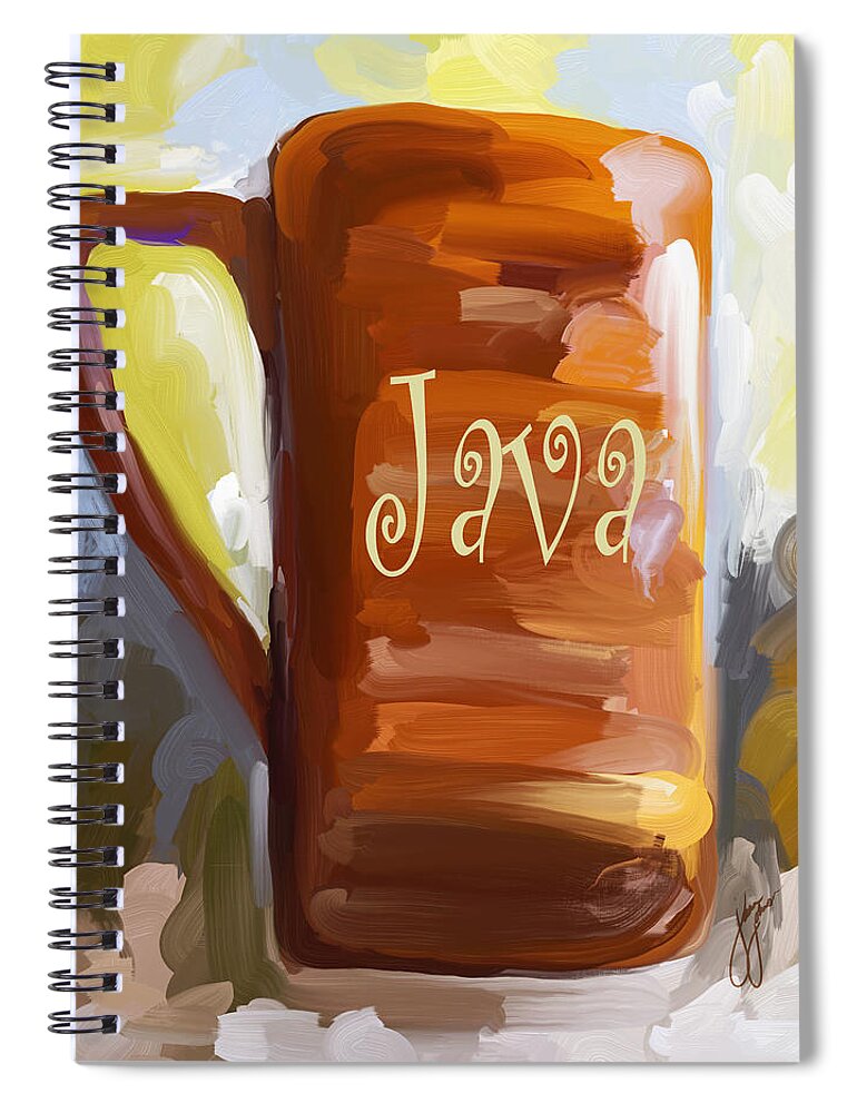 Coffee Spiral Notebook featuring the painting Java Coffee Cup by Jai Johnson