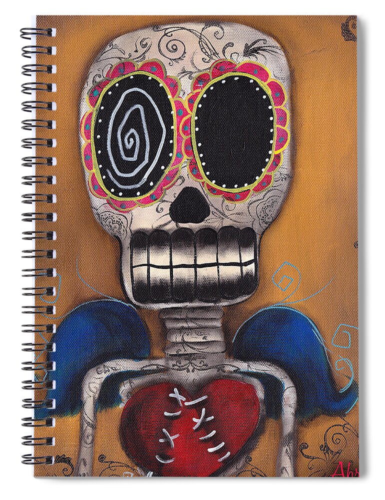 Day Of The Dead Spiral Notebook featuring the painting Javier by Abril Andrade