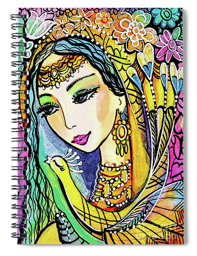 Indian Woman Spiral Notebook featuring the painting Jayanti by Eva Campbell
