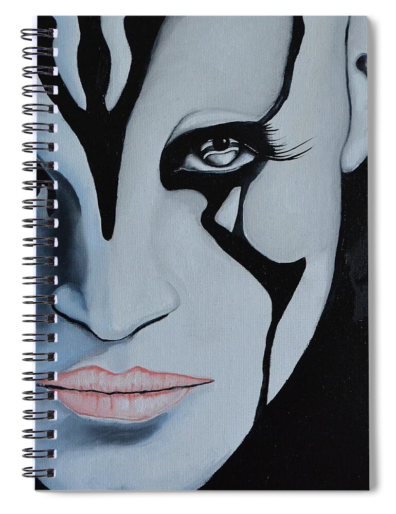 A Portrait Of Jaylah From The Movie Star Trek Beyond. I Painted Half Of Her Face In Black And White And The Other Half In Color. The Painting Was Done With Oil Paint And Treated With A Coating To Preserve The Colors. This Original Painting Is Very Affordable And Would Please Sci-fly Fans. Spiral Notebook featuring the photograph Jaylah by Martin Schmidt