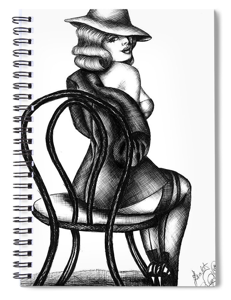 Pen And Ink Spiral Notebook featuring the drawing Jazz Dancer by Scarlett Royale