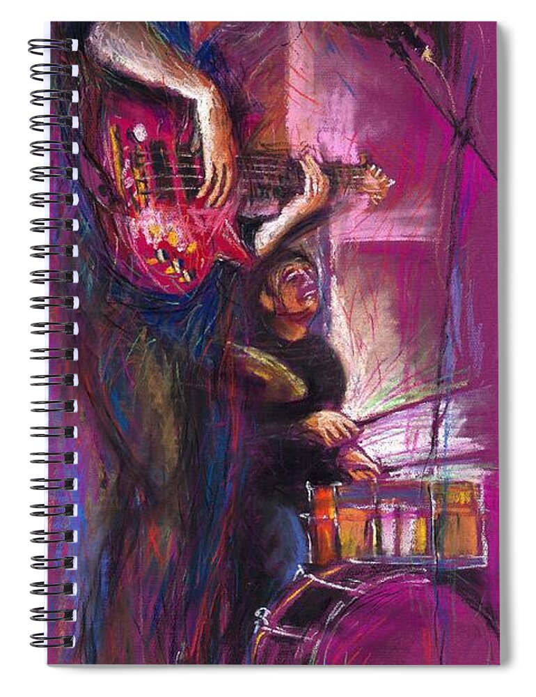 Jazz Spiral Notebook featuring the painting Jazz Purple Duet by Yuriy Shevchuk