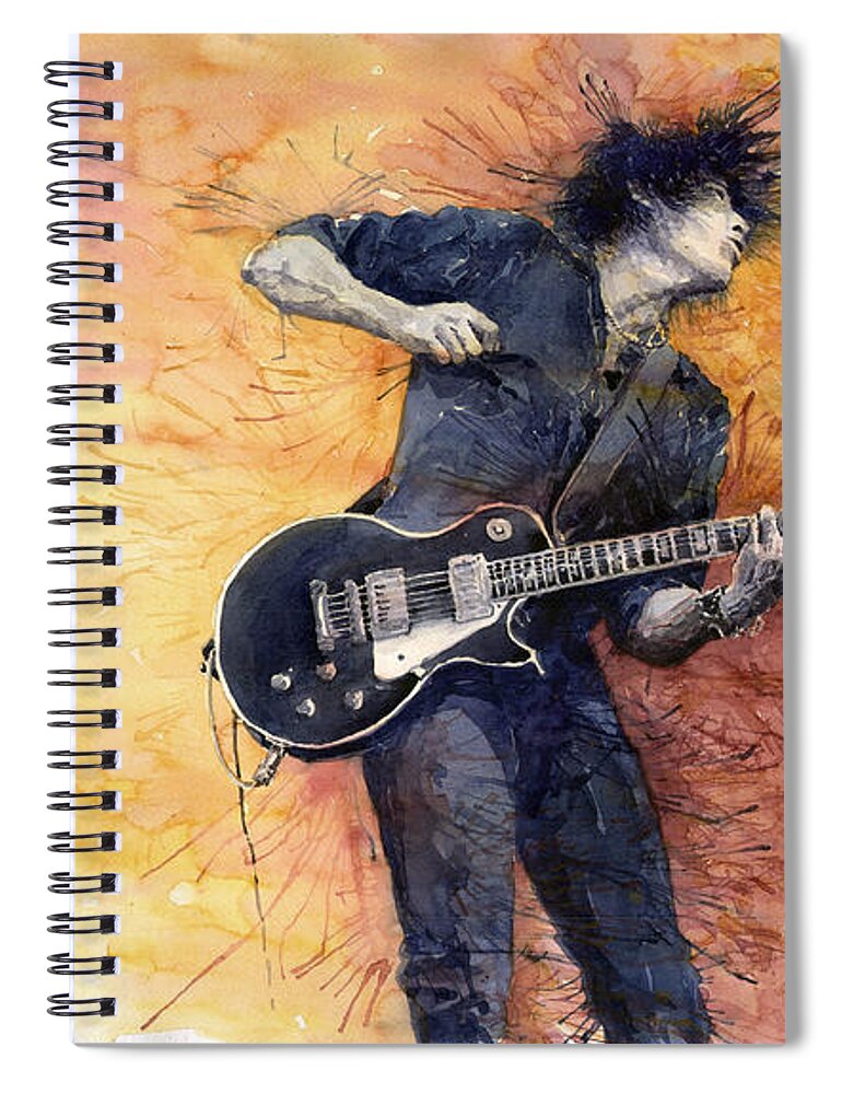 Figurativ Spiral Notebook featuring the painting Jazz Rock Guitarist Stone Temple Pilots by Yuriy Shevchuk