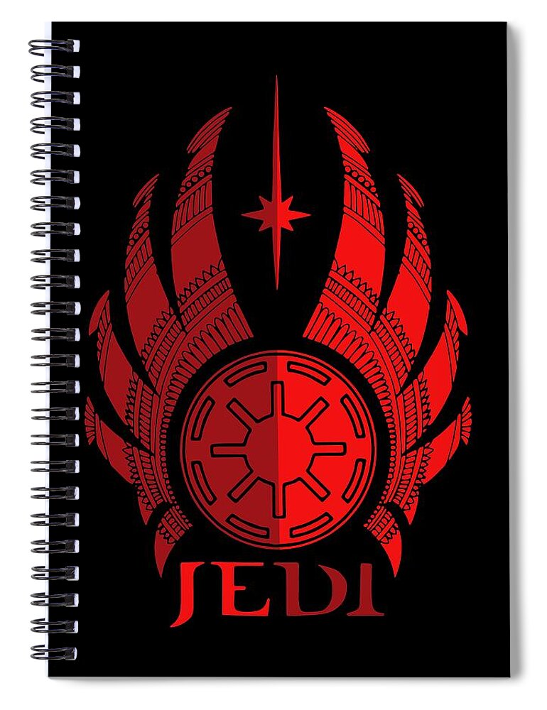 Jedi Spiral Notebook featuring the mixed media Jedi Symbol - Star Wars Art, Red by Studio Grafiikka