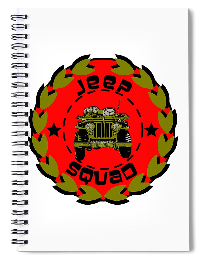 Jeep Spiral Notebook featuring the digital art Jeep Squad by Piotr Dulski