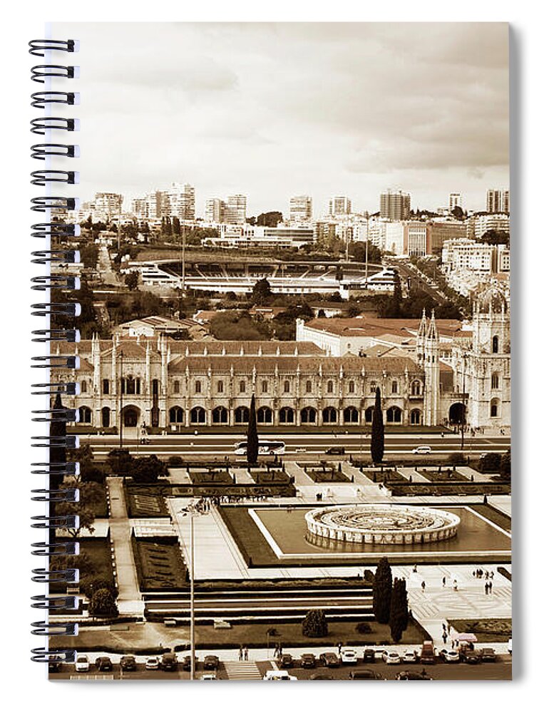 Lisbon Spiral Notebook featuring the photograph Jeronimos Monastery in Sepia by Lorraine Devon Wilke