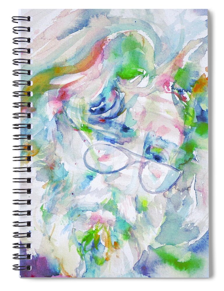 Jerry Garcia Spiral Notebook featuring the painting JERRY GARCIA - watercolor portrait.10 by Fabrizio Cassetta