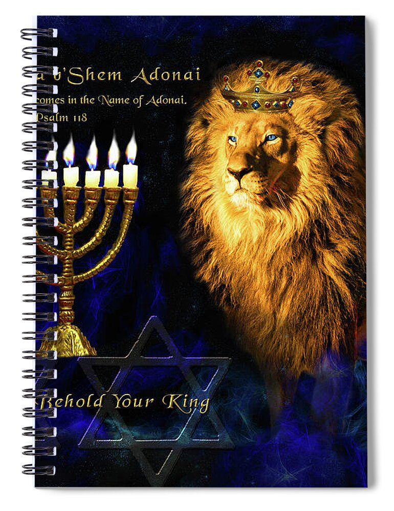 Judah Spiral Notebook featuring the digital art Jerusalem Behold Your King by Constance Woods