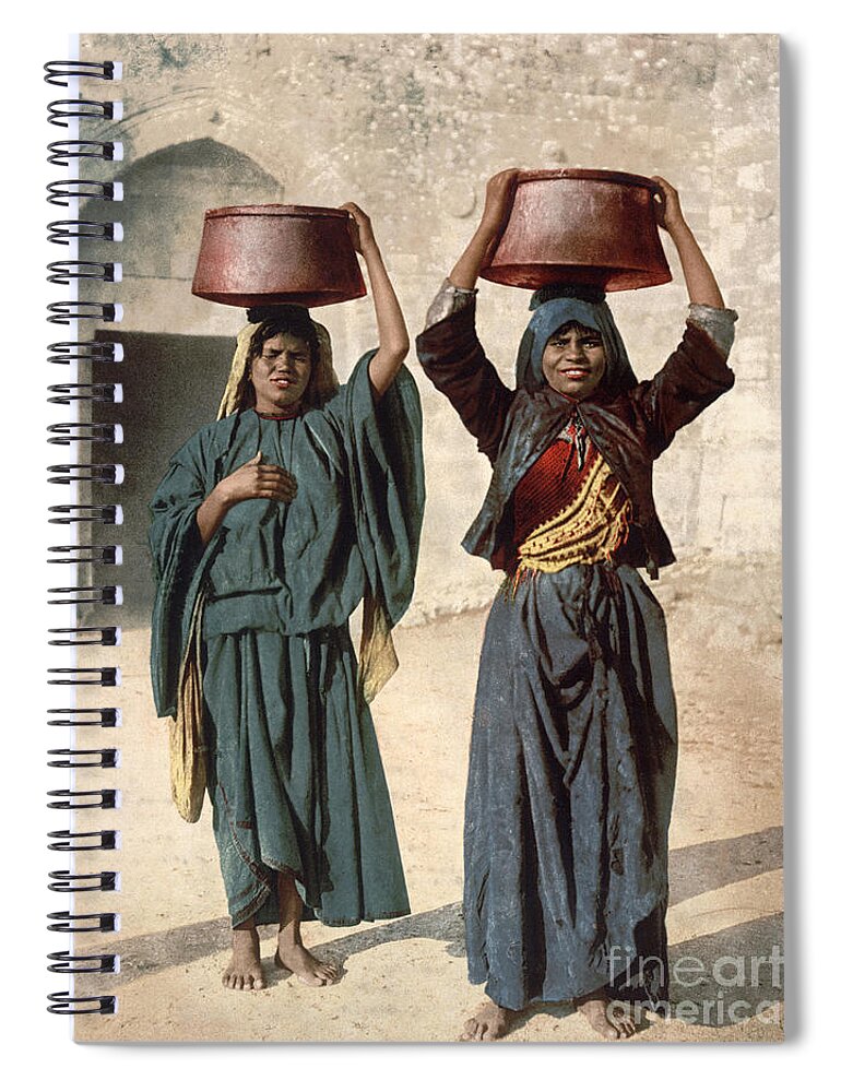 1895 Spiral Notebook featuring the photograph Jerusalem: Milk Seller by Granger