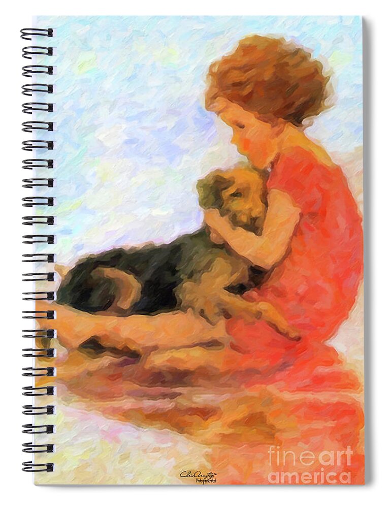 Coastal Spiral Notebook featuring the painting Jessie and me by Chris Armytage