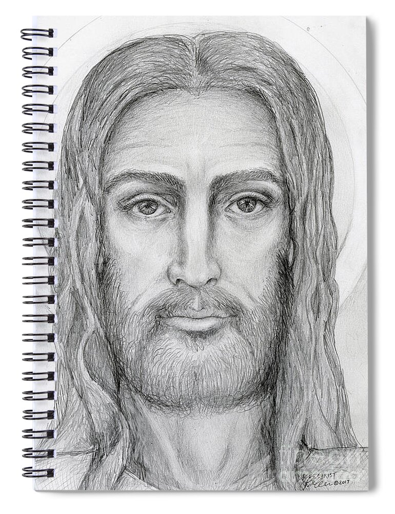 Jesus Spiral Notebook featuring the drawing Jesus Christ by Jo Thomas Blaine