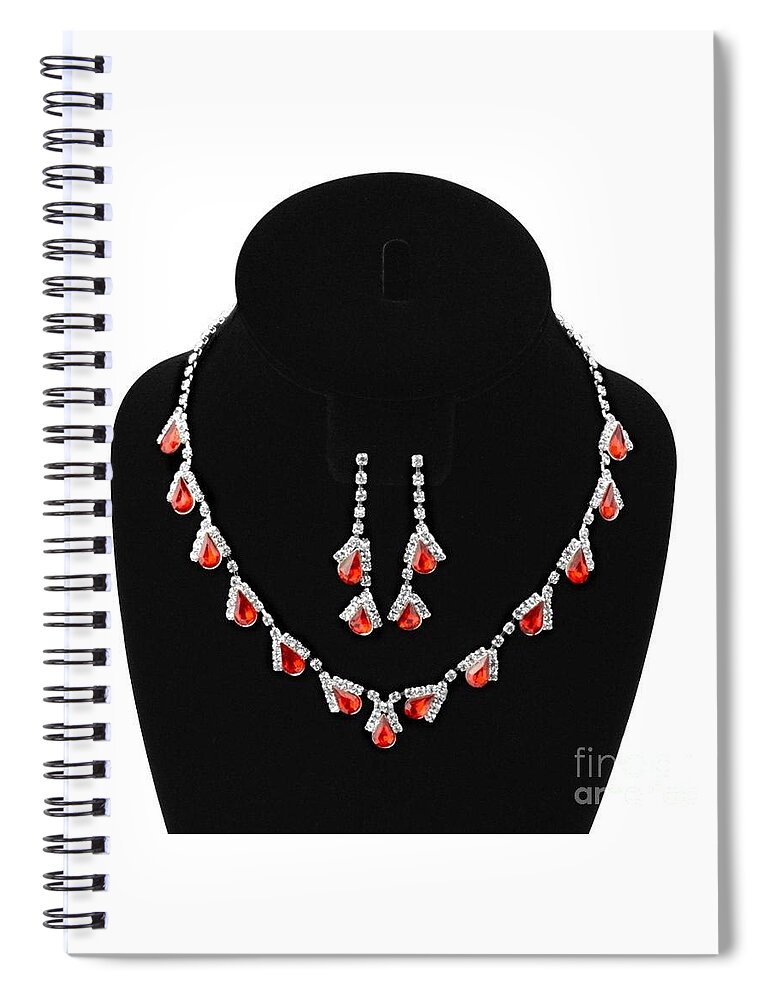 Jewelery Spiral Notebook featuring the mixed media Jewelry 5 by Funmi Adeshina