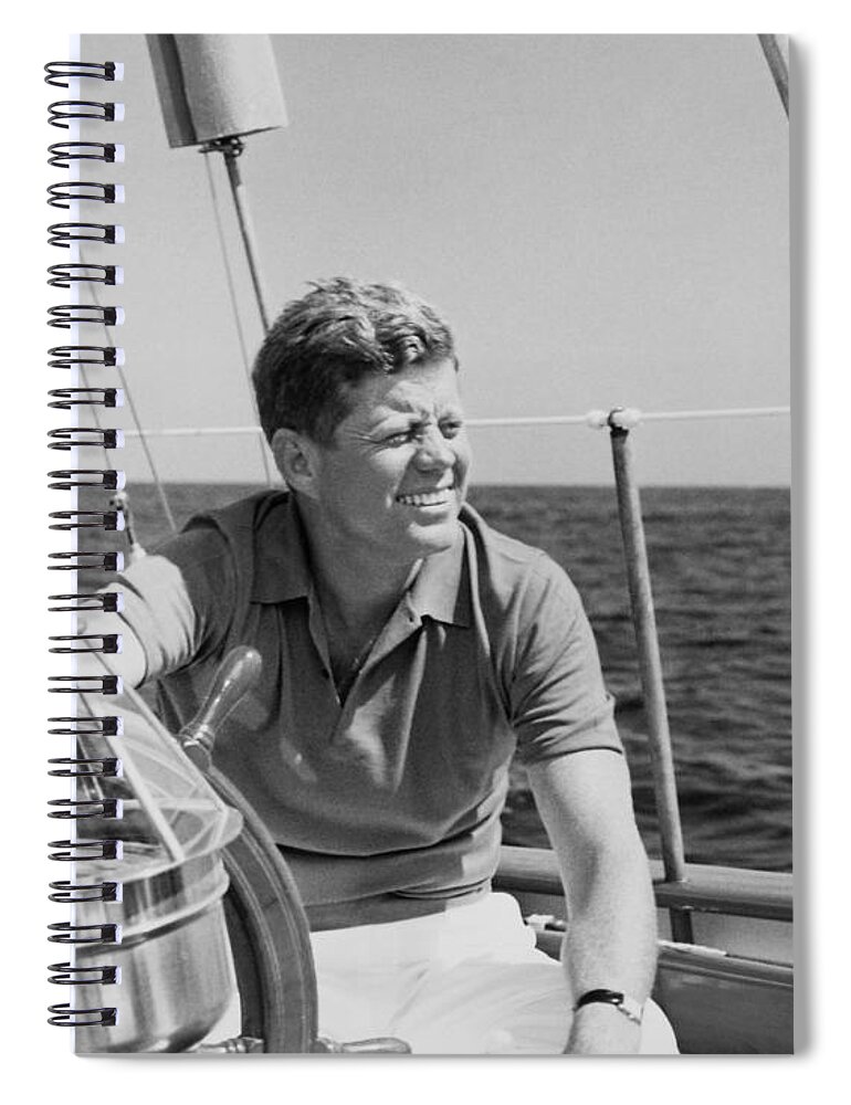 President Kennedy Spiral Notebook featuring the photograph JFK Sailing On Vacation by War Is Hell Store