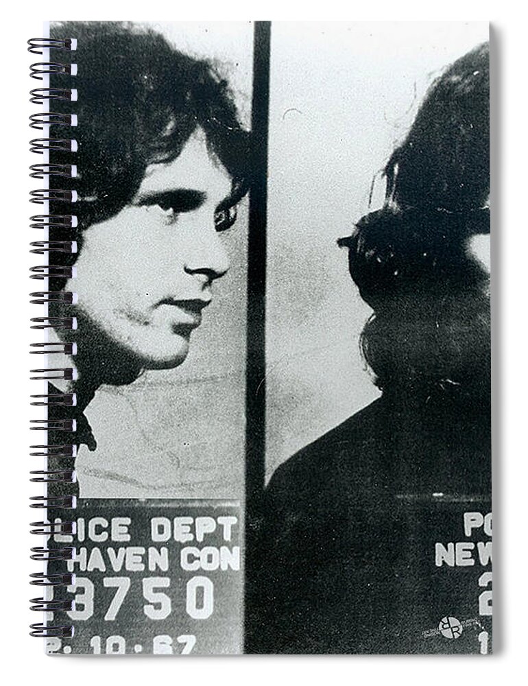 Jim Morrison Spiral Notebook featuring the photograph Jim Morrison Mug Shot Horizontal by Tony Rubino