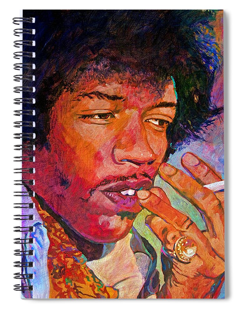 Jimi Hendrix Spiral Notebook featuring the painting Jimi Hendrix Dreaming by David Lloyd Glover