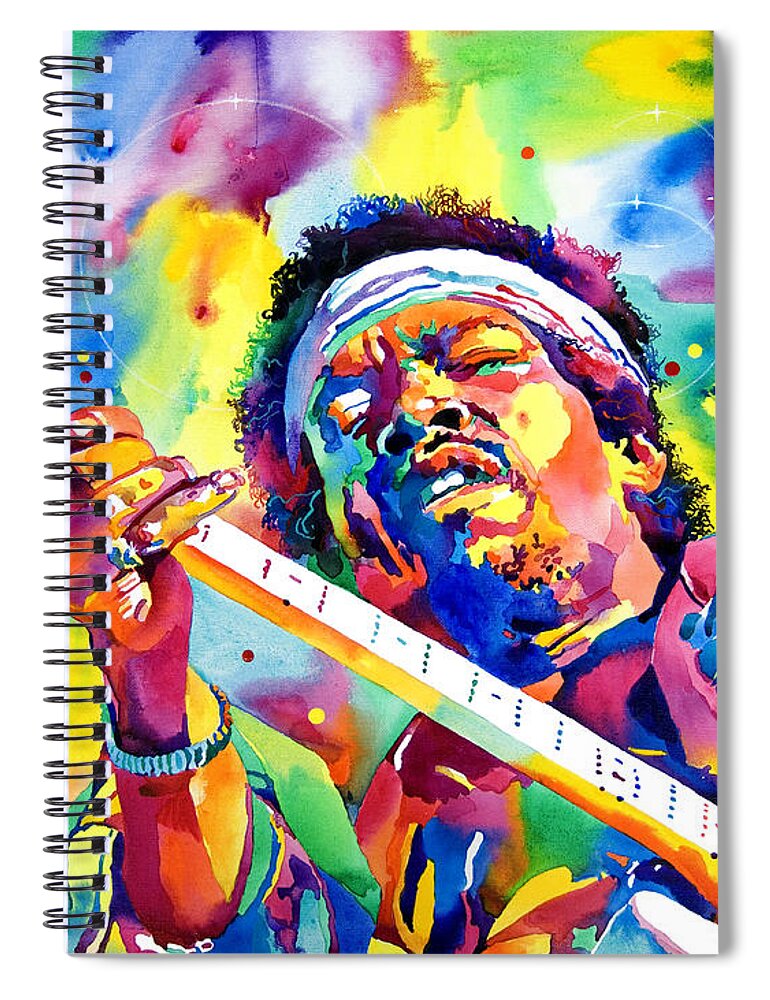 Jimi Hendrix Spiral Notebook featuring the painting Jimi Hendrix Electric by David Lloyd Glover