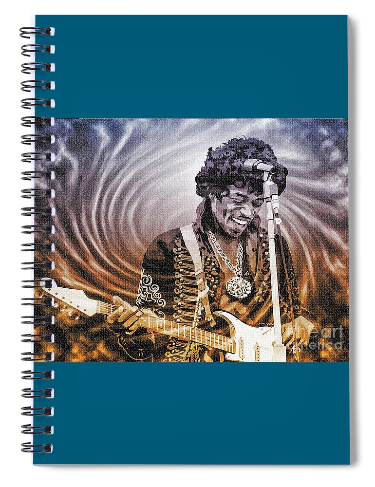 Jimi Hendrix Spiral Notebook featuring the digital art Jimi Hendrix - Legend by Ian Gledhill