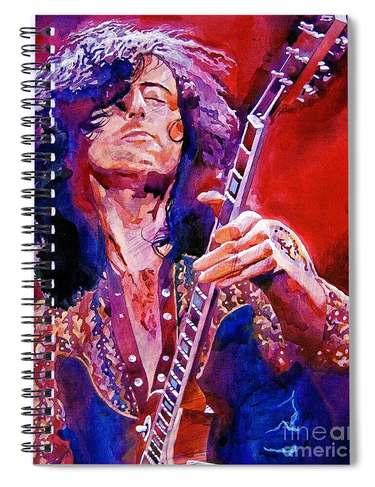 Jimmy Page Spiral Notebook featuring the painting Jimmy Page by David Lloyd Glover