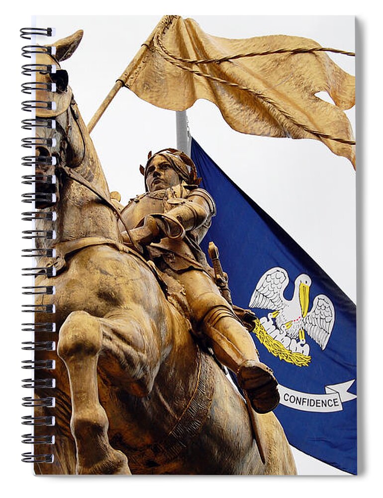 Travelpixpro New Orleans Spiral Notebook featuring the photograph Joan of Arc Statue French Quarter New Orleans by Shawn O'Brien