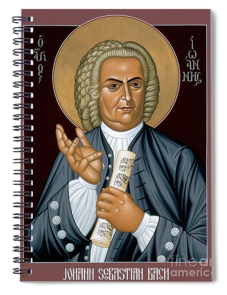 Johann Sebastian Bach Spiral Notebook featuring the painting Johann Sebastian Bach - RLJSB by Br Robert Lentz OFM