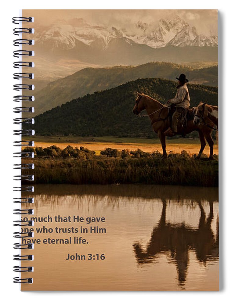 John 3:16 Spiral Notebook featuring the photograph John 3 16 Scripture and Picture by Ken Smith