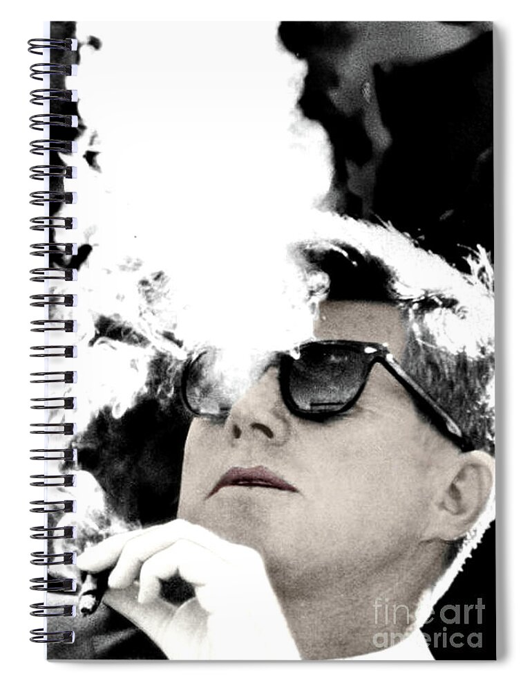 John F Kennedy Spiral Notebook featuring the photograph John F Kennedy Cigar and Sunglasses by Doc Braham