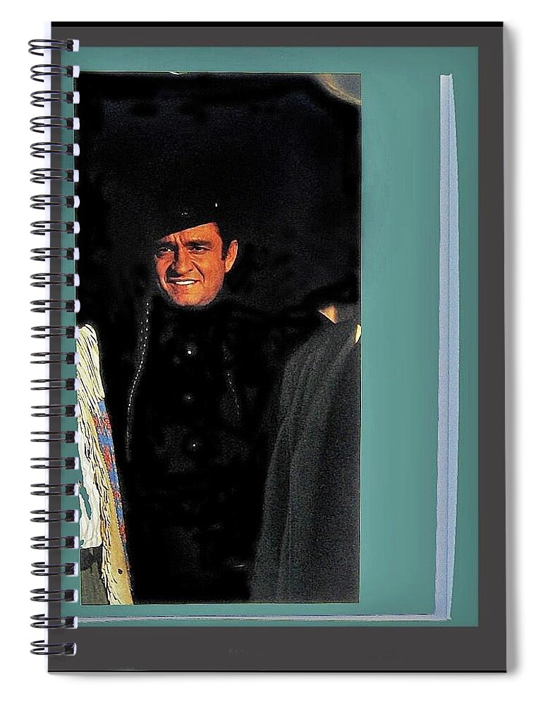 Johnny Cash Flanked By Chill Wills And Andy Devine Collage Old Tucson Arizona 1971 Spiral Notebook featuring the photograph Johnny Cash flanked by Chill Wills and Andy Devine collage Old Tucson Arizona 1971-2009 by David Lee Guss