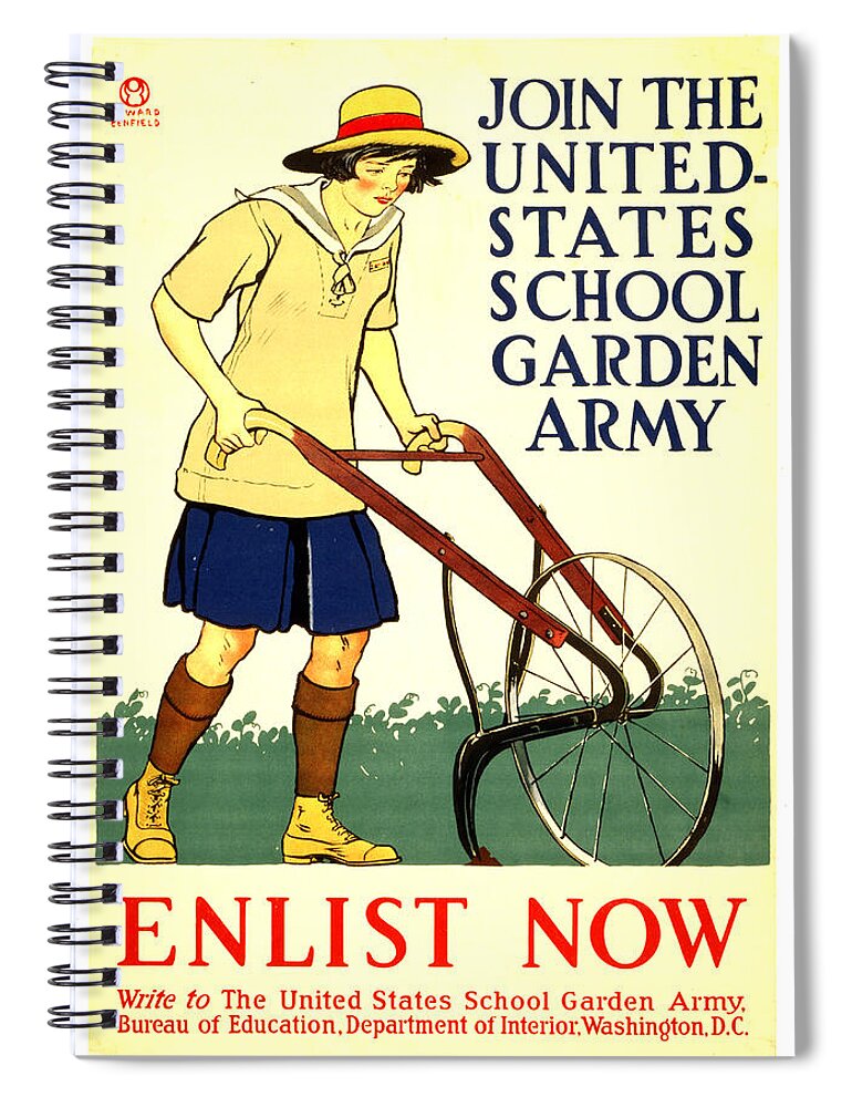 School Garden Army Spiral Notebook featuring the mixed media Join the United States School Garden Army - Vintage Advertising Poster by Studio Grafiikka