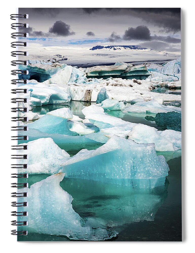 Iceland Spiral Notebook featuring the photograph Jokulsarlon Glacier Lagoon Iceland with Icebergs by Matthias Hauser